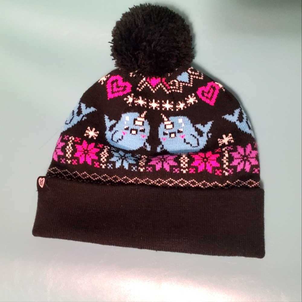 Loungefly Narwhal Beanie Toboggan Cap Hat Black Snowflake Blue Pink Purple